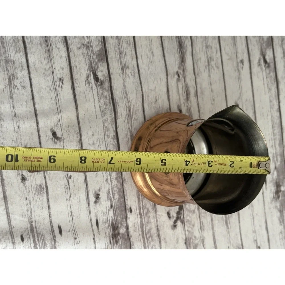 Vintage 1984 Copper Teleflora LE SAUCIER Wood Handle Milk Warmer Sauce Pots